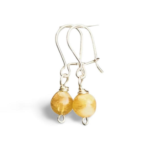 'Carolina' Lightweight, Everyday Earrings with Warm Citrine Stone and Sterling Silver plated Ear Wires