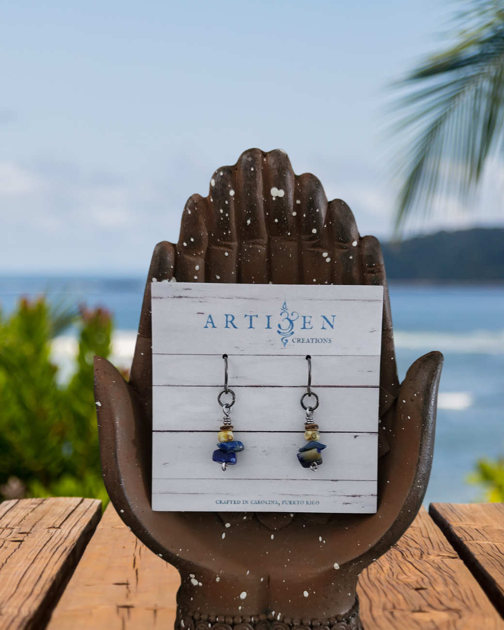 'Marea', Wire-wrapped Rustic Earrings Made with Lapis Lazuli, Sodalite and Hypoallergenic TierraCast Earwires