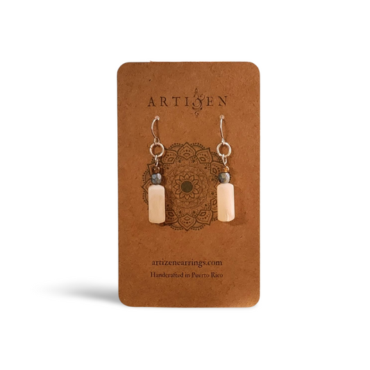 'Stoned as a Feather' Lightweight Drop Earrings with Stainless Steel Ear Wires