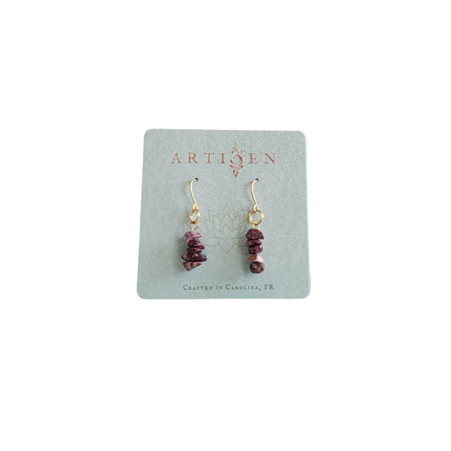 Lila Earrings | Raw Purple Dyed Stone Chip Dangles with Gold-Tone Hooks