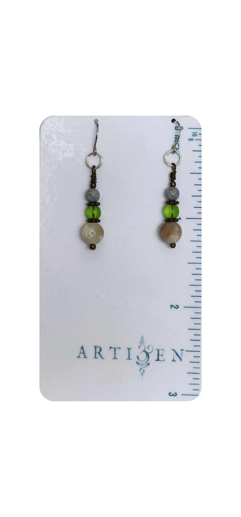 'El Verde', Two-tone Wire-wrapped Earthy Earrings