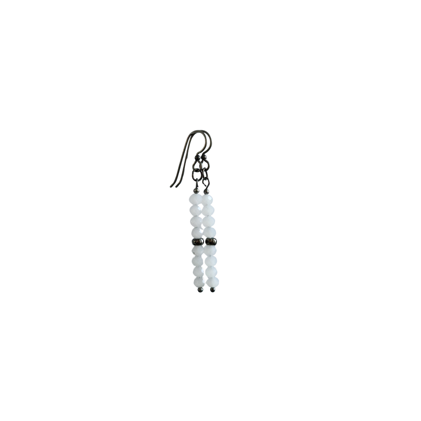 Mina | White Glass and Gunmetal Earrings, with Hypoallergenic Hooks