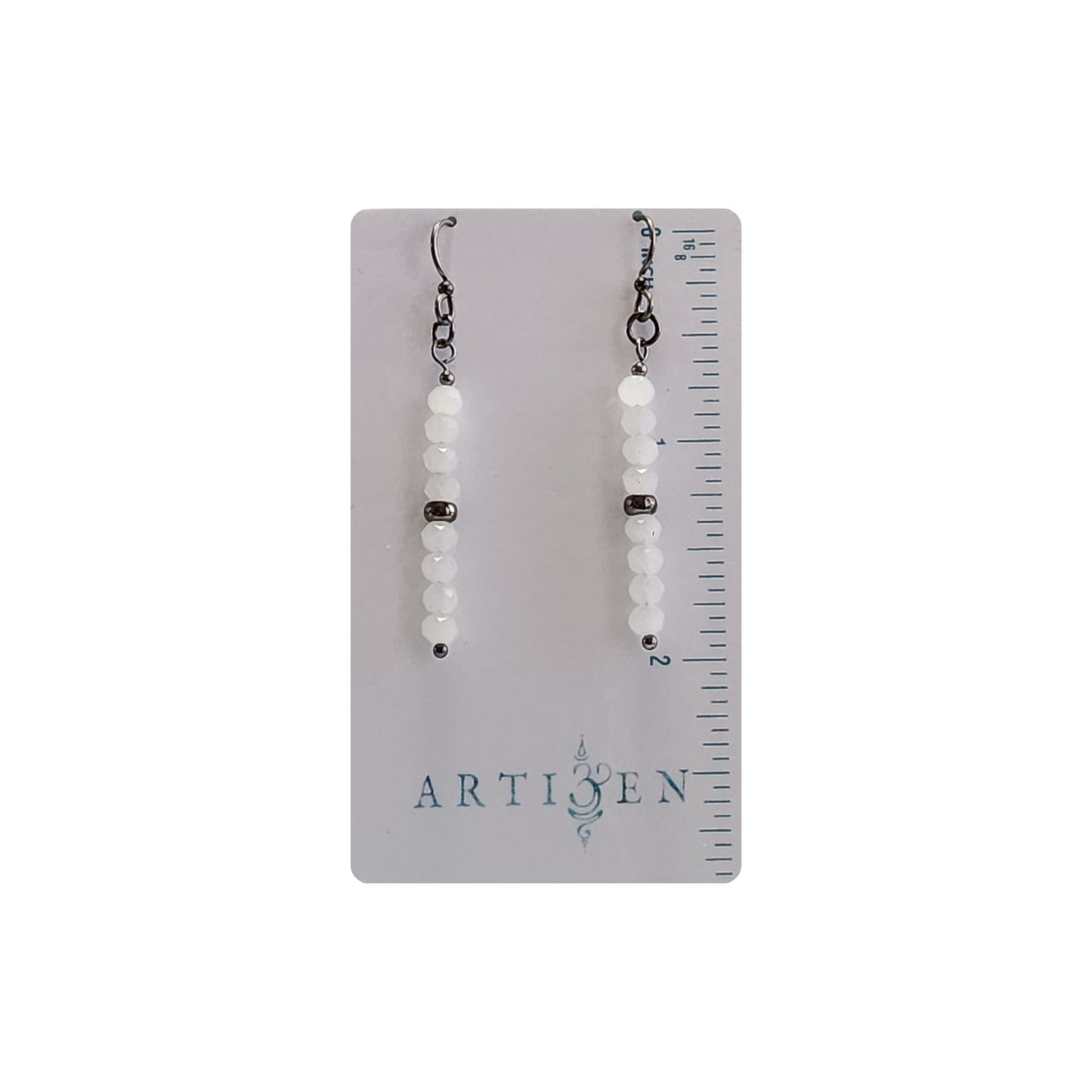 Mina | White Glass and Gunmetal Earrings, with Hypoallergenic Hooks