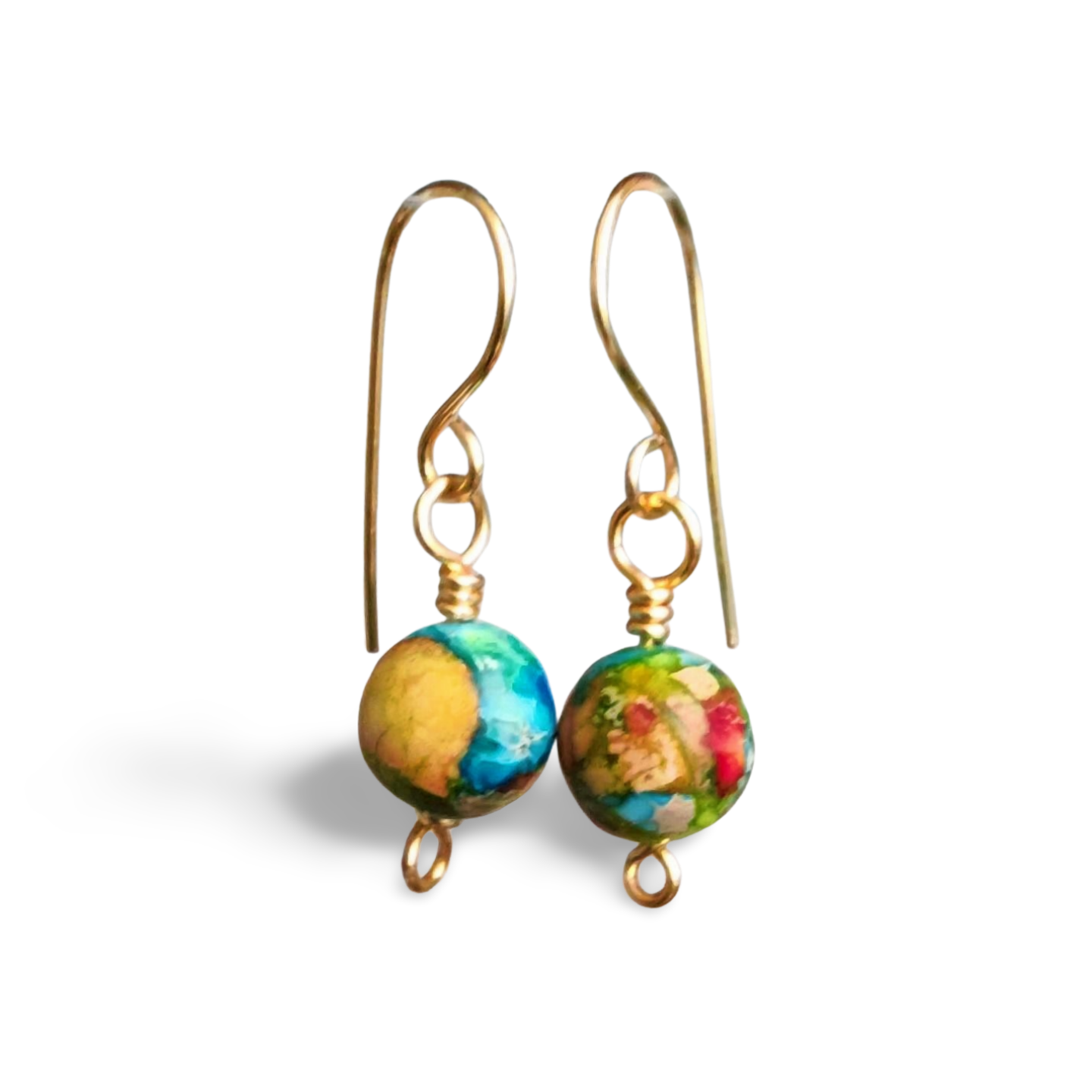 Coral Reef Earrings | Colorful Sea Sediment Jasper and gold-tone wire