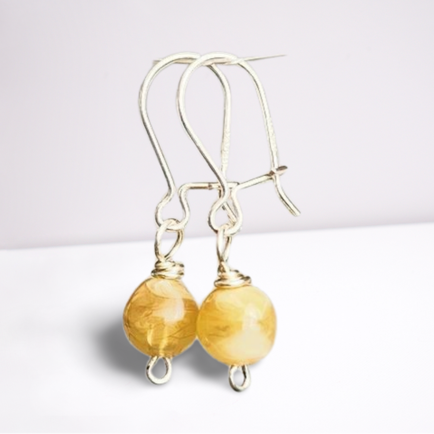 'Carolina' Lightweight, Everyday Earrings with Warm Citrine Stone and Sterling Silver plated Ear Wires