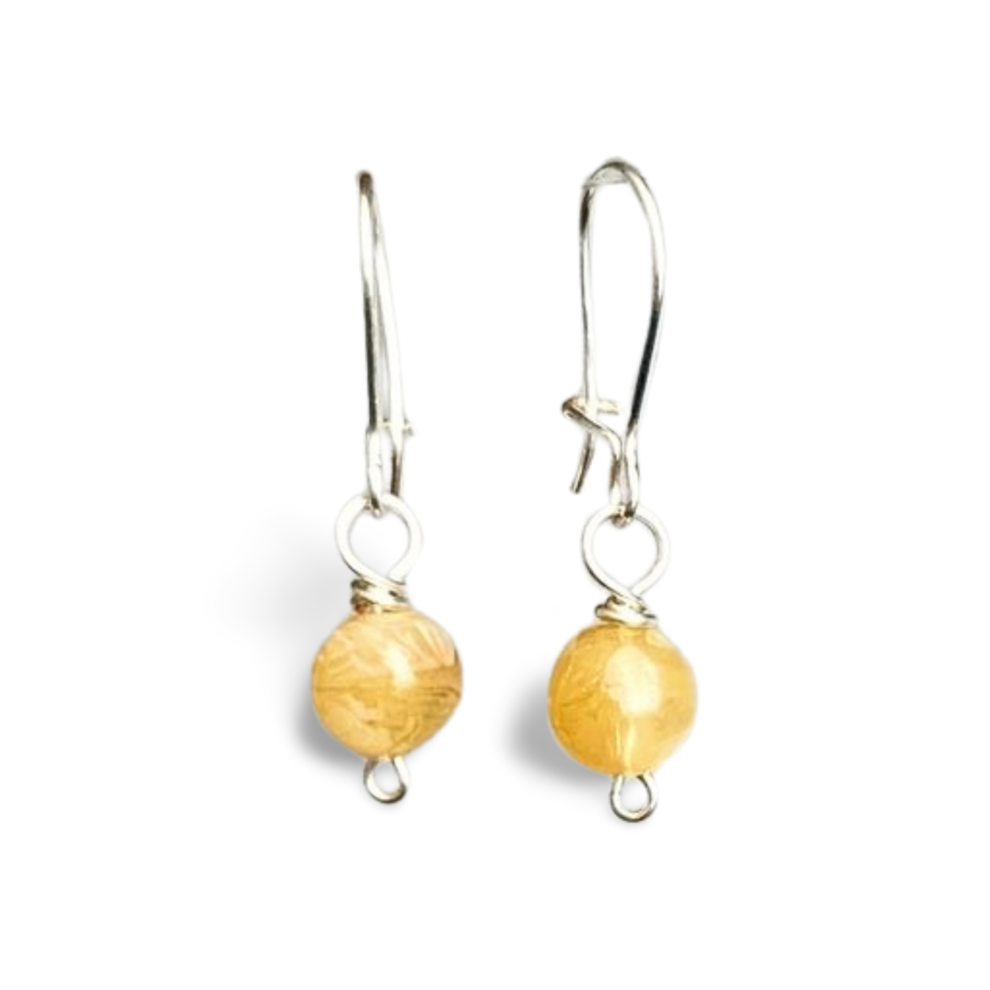 'Carolina' Lightweight, Everyday Earrings with Warm Citrine Stone and Sterling Silver plated Ear Wires