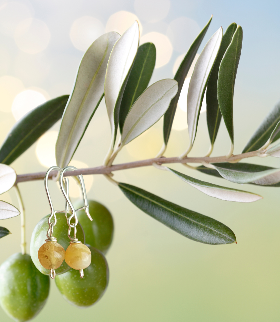 'Carolina' Lightweight, Everyday Earrings with Warm Citrine Stone and Sterling Silver plated Ear Wires