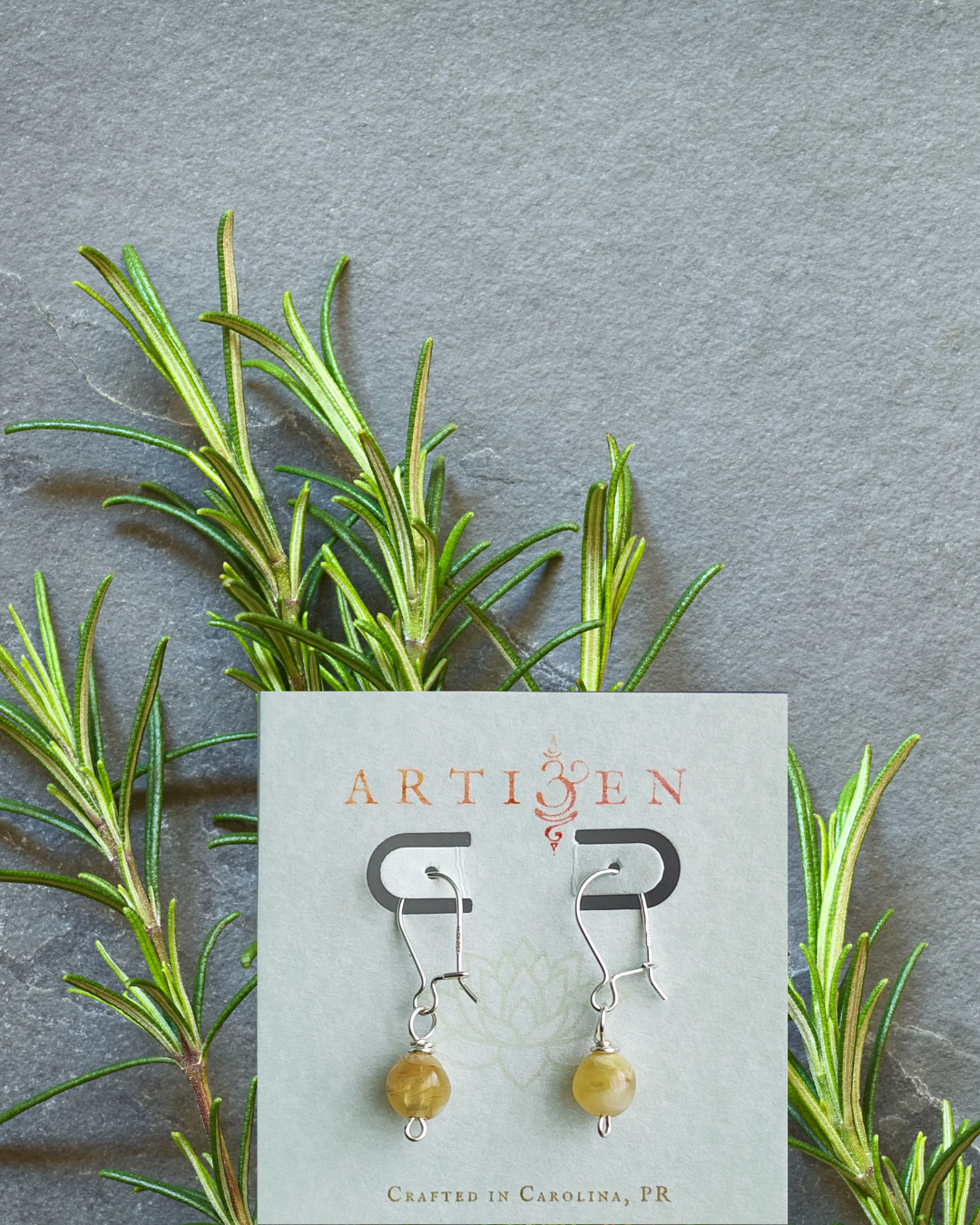 'Carolina' Lightweight, Everyday Earrings with Warm Citrine Stone and Sterling Silver plated Ear Wires