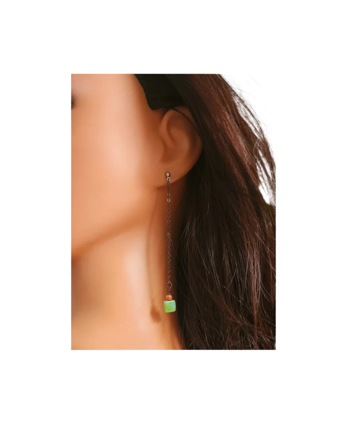 'Marina', Two-tone Long Chain Shoulder Grazer Earrings