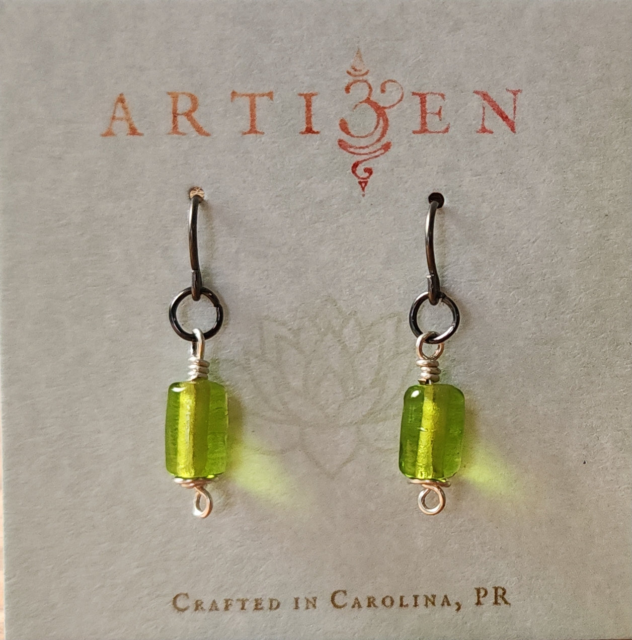 'Esperanza Earrings', Simulated Green Peridot with Niobium Ear Wires