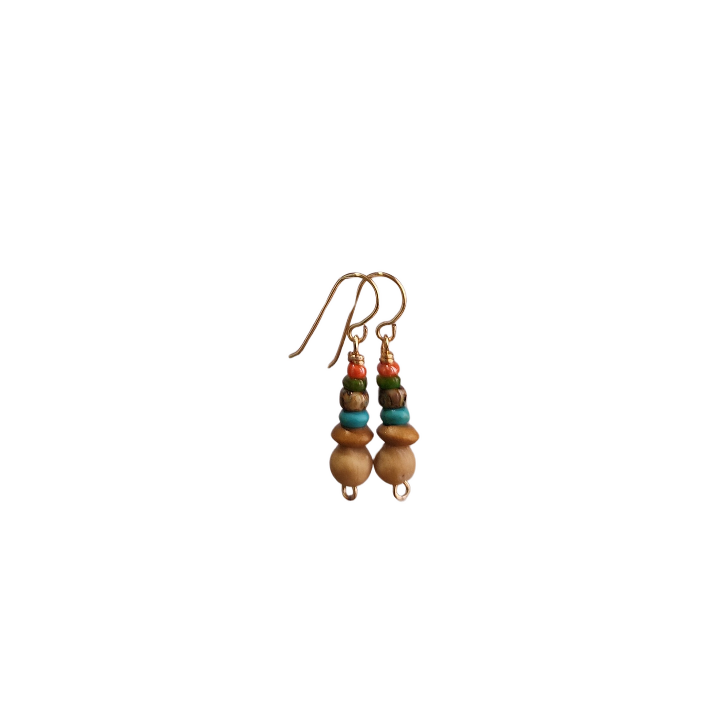 Earthy & Vibrant Stack Earrings | Gold-tone Wire-Wrapped  Rustic Jewelry