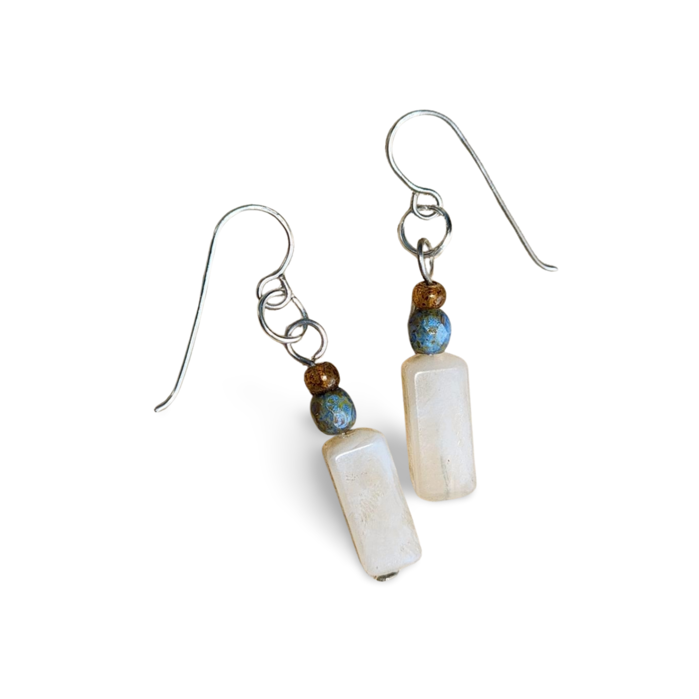 'Stoned as a Feather' Lightweight Drop Earrings with Stainless Steel Ear Wires