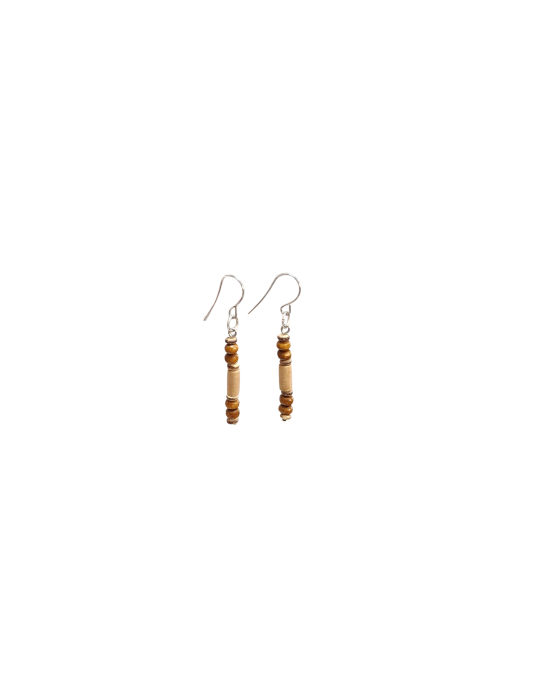 Wood Stick Earrings, Made with stainless steel earwires and natural wood beads