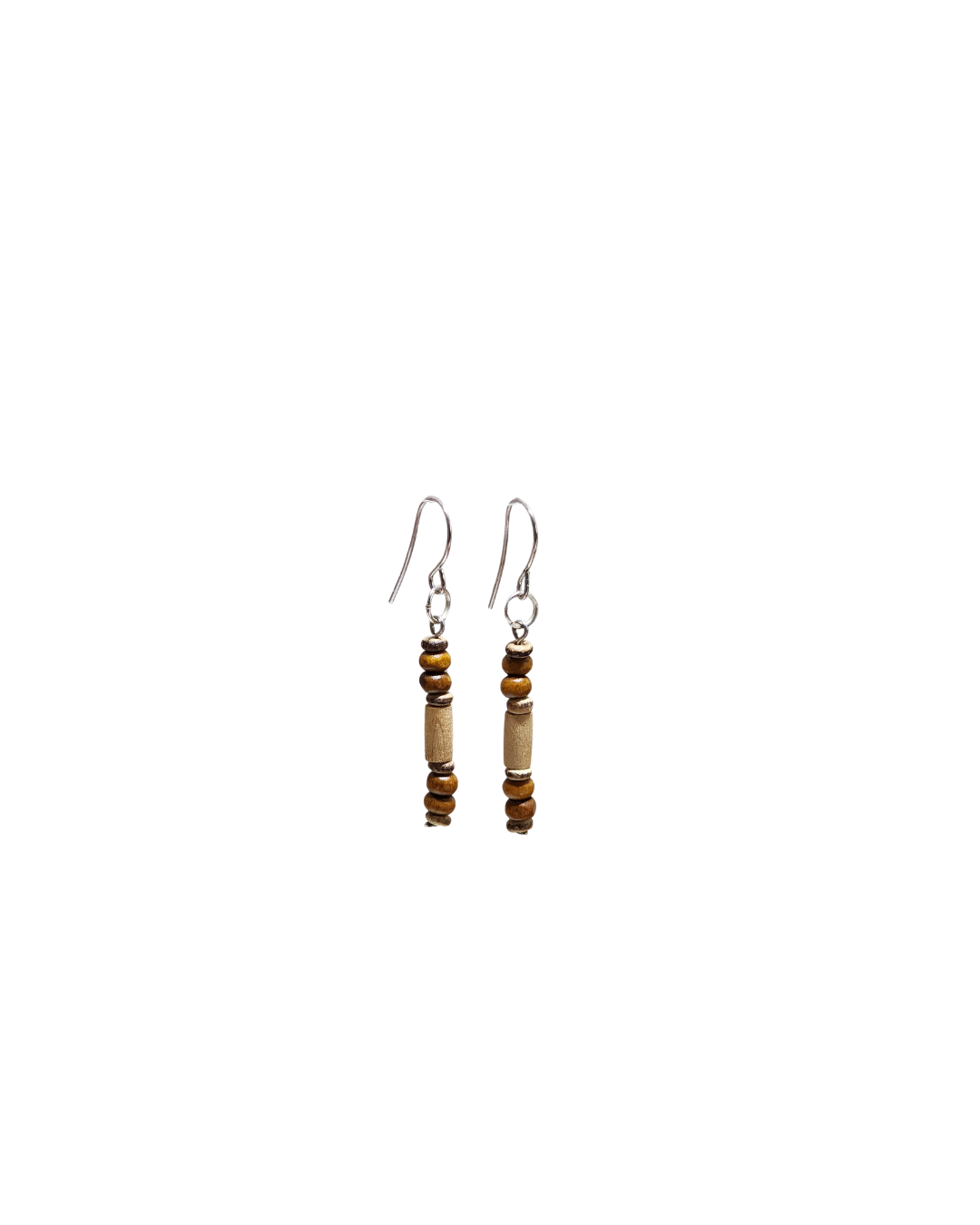 Wood Stick Earrings, Made with stainless steel earwires and natural wood beads