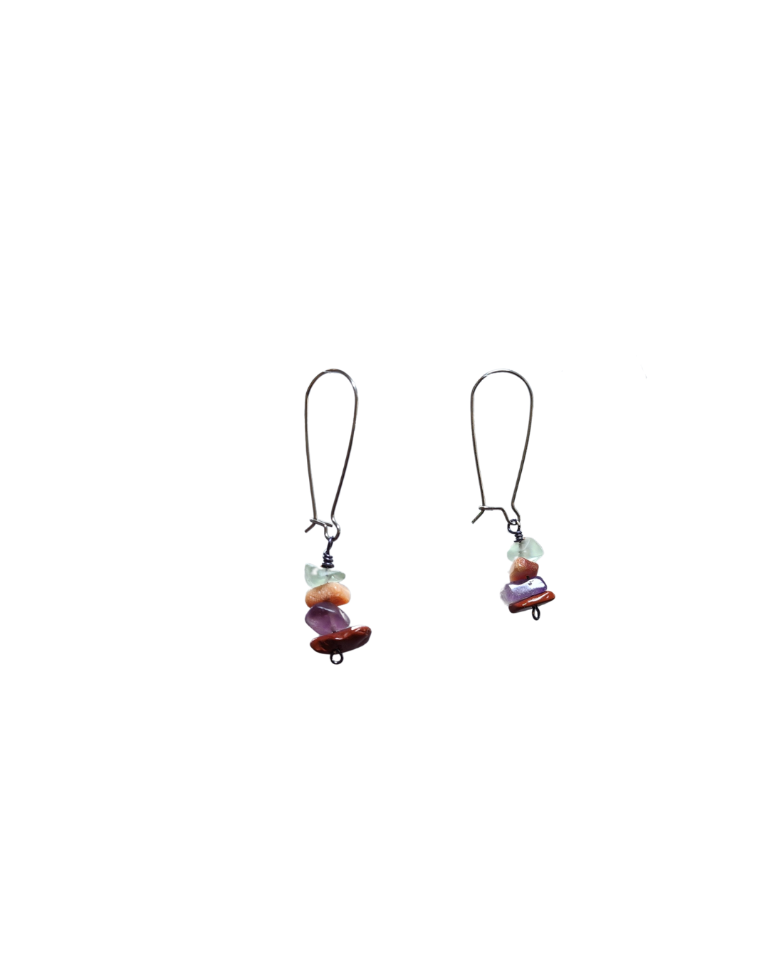 'Coral Sunset', Fluorite, Seashell, and Red Jasper Earrings
