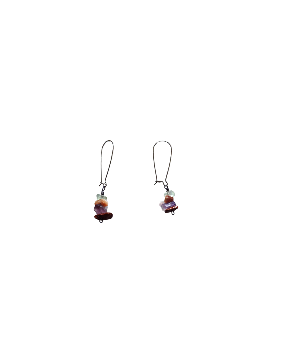'Coral Sunset', Fluorite, Seashell, and Red Jasper Earrings