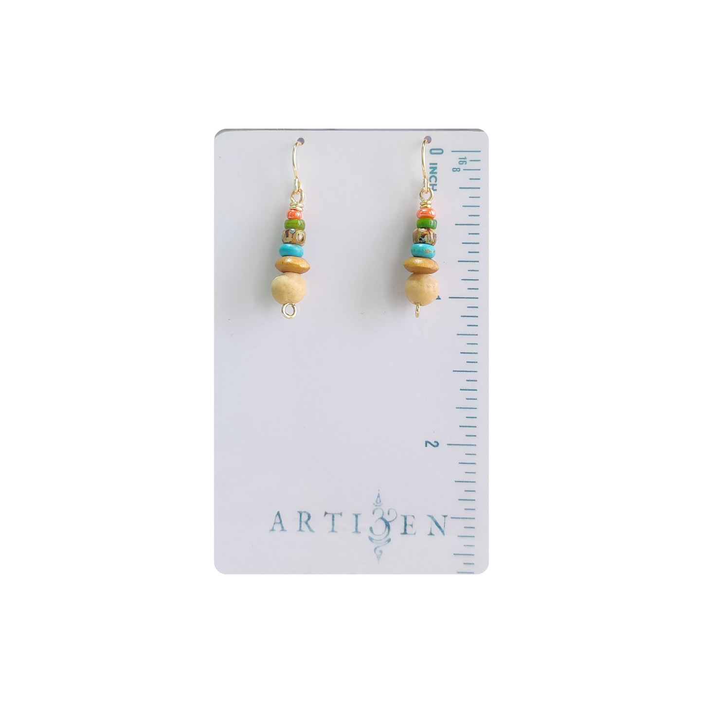 Earthy & Vibrant Stack Earrings | Gold-tone Wire-Wrapped  Rustic Jewelry