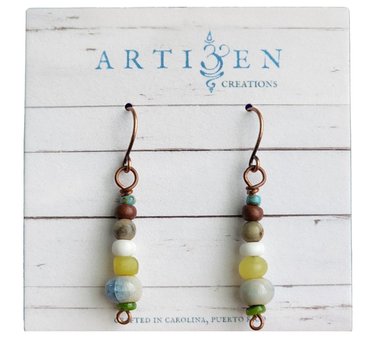 Zensation Earrings | Leveled Beads and Copper Artisan, Earthy Jewelry