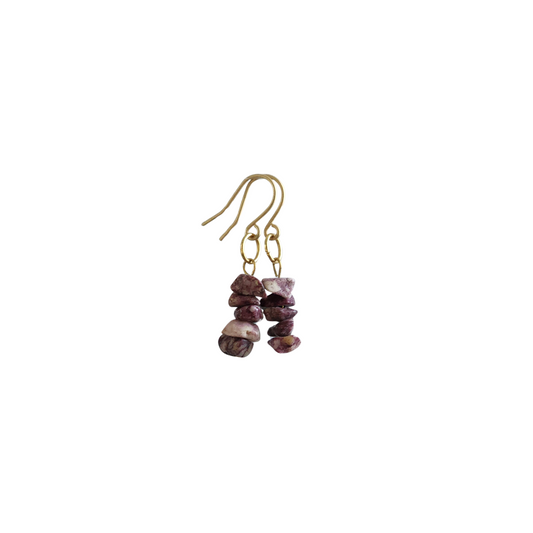 Lila Earrings | Raw Purple Dyed Stone Chip Dangles with Gold-Tone Hooks