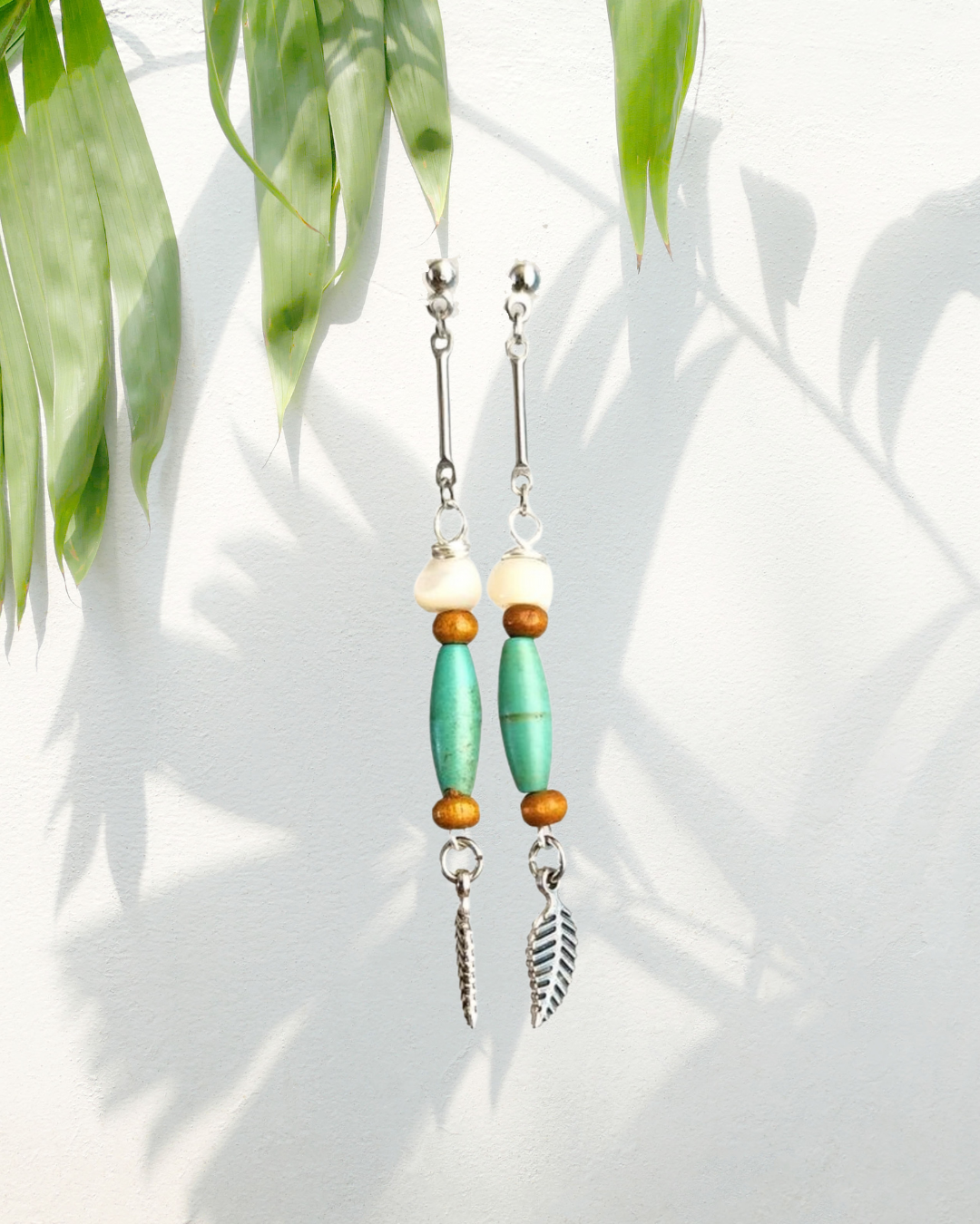 'Isla Nena', Long Silver-tone Stud Earrings