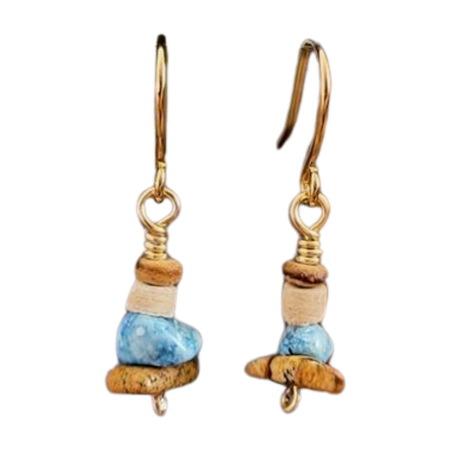 'Mar Chiquita', Handcrafted Gold-tone Earrings