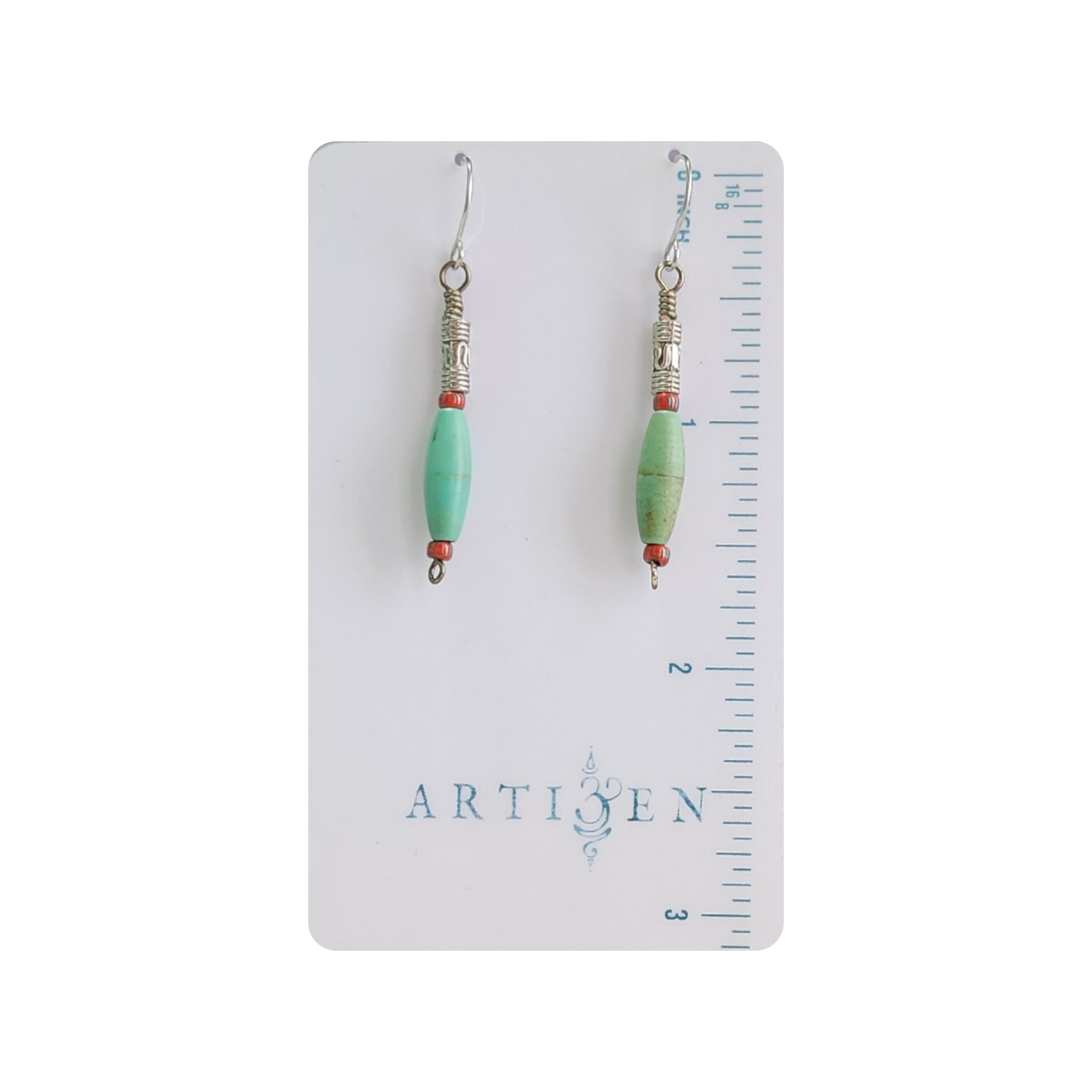 Verdigris Barrel Drop Earrings | Rustic-Vintage Aesthetic Jewelry