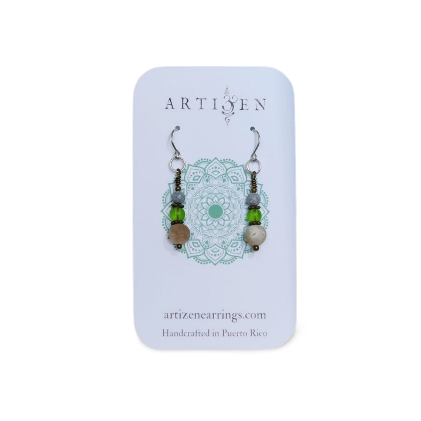 'El Verde', Two-tone Wire-wrapped Earthy Earrings