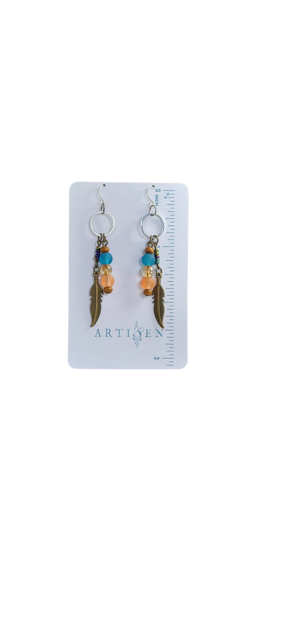 'Hippie Sunset', Eclectic Artisan Earrings with Mixed-Tone Metals, Wood and Colorful beads